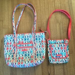EUC Vera Bradley Tote & Crossbody Bag Set tropical Fish coastal Vacation Summer